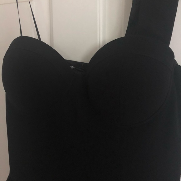 Black peplum bustier with bead work on shoulder - Picture 2 of 5